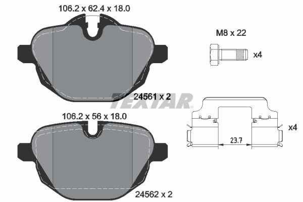 Brake Pad Set, disc brake  F10-11 X3 F25 X4 F26 Z4 I8 Hinterachse|WVA:24561|mit Zube|2-5 munkanapos szállítás 13:30-ig rendelve 2025.1