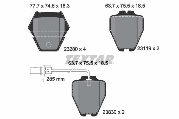 Brake Pad Set, disc brake  PASSAT PHAETON S4 A6 QUATTRO Vorderachse|WVA:23280|mit inte|2-5 munkanapos szállítás 13:30-ig rendelve 2024.12