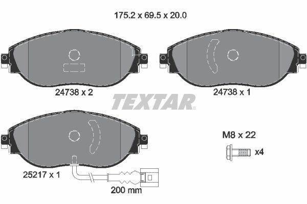 Brake Pad Set, disc brake  SHARAN ALHAMBRA PR-1LX/W Vorderachse|WVA:24738|mit inte|2-5 munkanapos szállítás 13:30-ig rendelve 2024.12