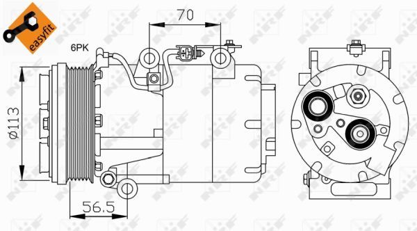 Compressor, air conditioning  FORD C-Max 07- O-113mm|mit PAG-Kompressoröl,|2-5 munkanapos szállítás 13:30-ig rendelve 2024.12