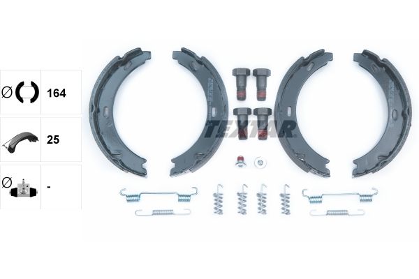 Brake Shoe Set, parking brake   25mm|mit Zubehör|ohne Handbrem|2-5 munkanapos szállítás 13:30-ig rendelve 2025.1