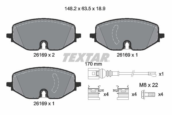 Brake Pad Set, disc brake   WVA:26169|inkl. Verschleißwarn|2-5 munkanapos szállítás 13:30-ig rendelve 2024.12