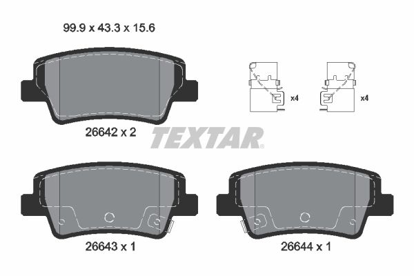 Brake Pad Set, disc brake   WVA:26642|mit Zubehör|mit akus|2-5 munkanapos szállítás 13:30-ig rendelve 2024.12