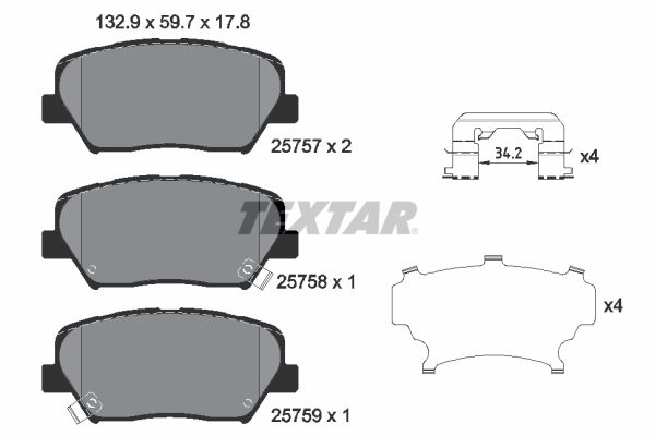 Brake Pad Set, disc brake   WVA:25757|mit Zubehör|mit akus|2-5 munkanapos szállítás 13:30-ig rendelve 2024.12