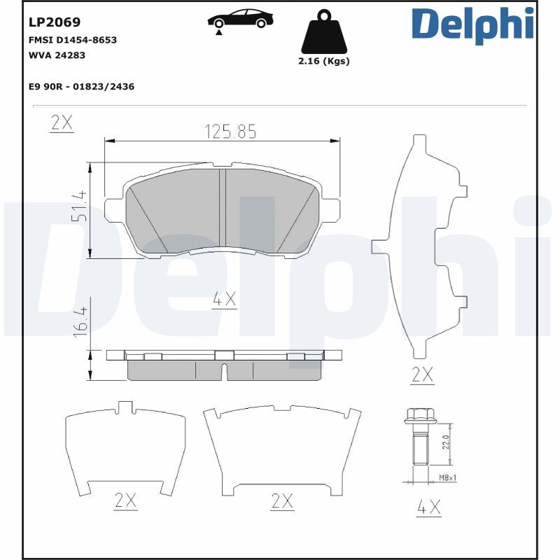 Brake Pad Set, disc brake  FORD FIESTA VI MAZDA 2 TOYOTA Vorderachse|WVA:24283|mit Zube|2-5 munkanapos szállítás 13:30-ig rendelve 2024.12