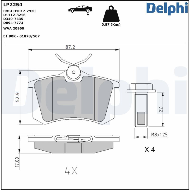 Brake Pad Set, disc brake  208 C3 DS3 VW AUDI SEAT SKODA Hinterachse|WVA:20960|mit Zube|2-5 munkanapos szállítás 13:30-ig rendelve 2024.12