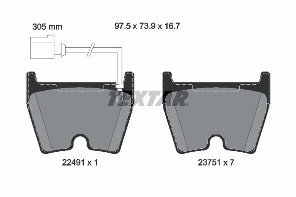 Brake Pad Set, disc brake   WVA:22491|inkl. Verschleißwarn|2-5 munkanapos szállítás 13:30-ig rendelve 2024.12