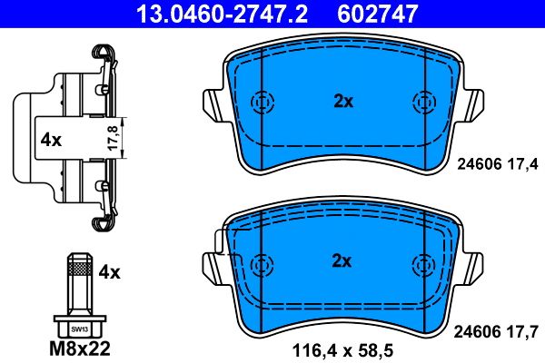 Brake Pad Set, disc brake  A4 A5 Q5 PR-1KW/E Hinterachse|mit Zubehör|nicht|2-5 munkanapos szállítás 13:30-ig rendelve 2025.1