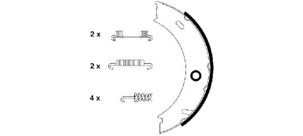 Brake Shoe Set, parking brake   40mm|mit Zubehör|ohne Handbrem|2-5 munkanapos szállítás 13:30-ig rendelve 2024.12