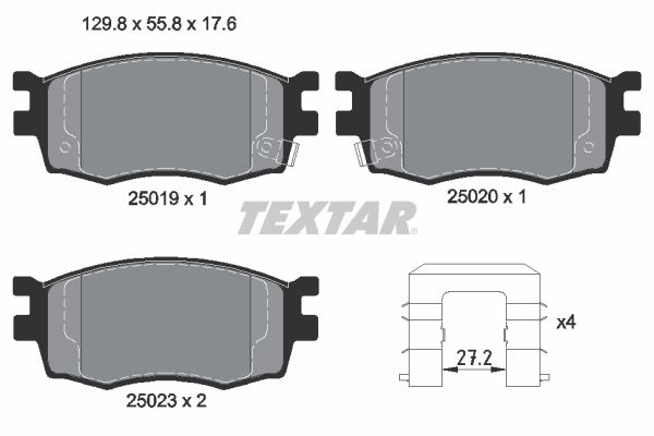 Brake Pad Set, disc brake   WVA:25019|mit Zubehör|mit akus|2-5 munkanapos szállítás 13:30-ig rendelve 2024.12