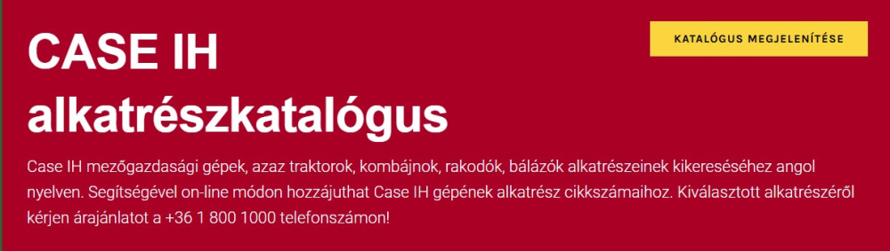 CASE HI termékkatalógus megjelenítése