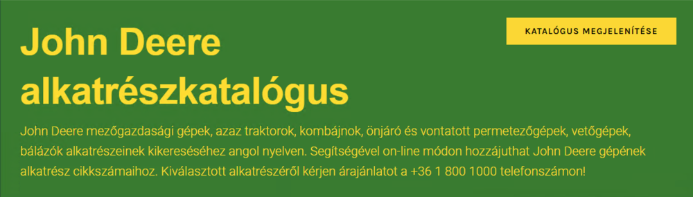 John Deere termékkatalógus megjelenítése